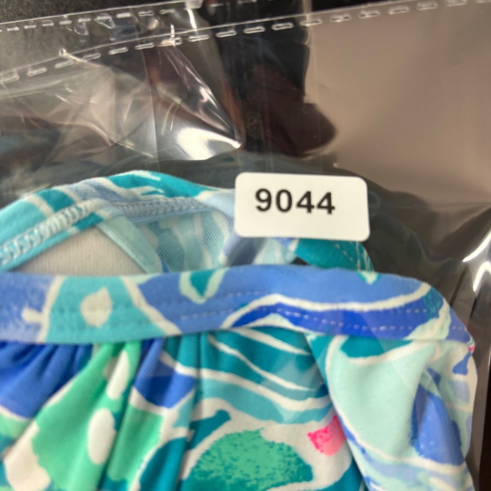 Lilly Pulitzer Womens Bikini Top Size 12 Blue Floral Underwire Gold Clasp 28984 - Picture 10 of 11